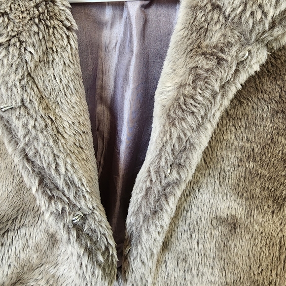 OBVIOUS winter coat faux fur cropped jacket shrug size 8 - Picture 5 of 11